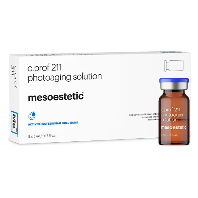 MESOESTETIC - C.prof 211 Photoaging Solution: Injectable multi-active cocktail formulated to treat the signs of photoaging: wrinkles, loss of firmness, dull complexion and dehydration | 5 bottles of 5ml